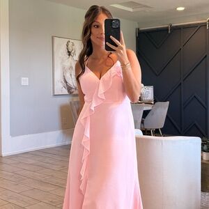 Revelry Light Pink Maxi Dress with Ruffle Detail